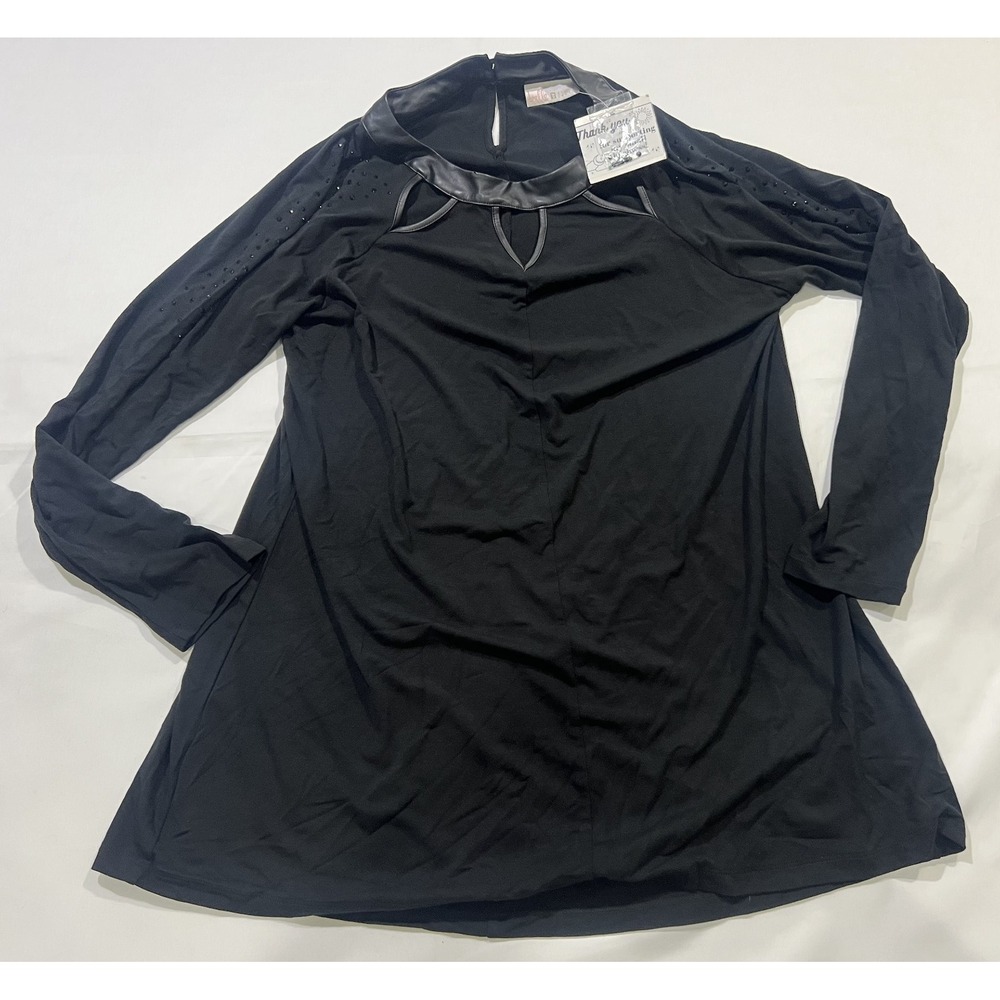 Belle by Kim Gravel Shirt Womens Medium Black NWT Rhinestone Whimsigoth Goth